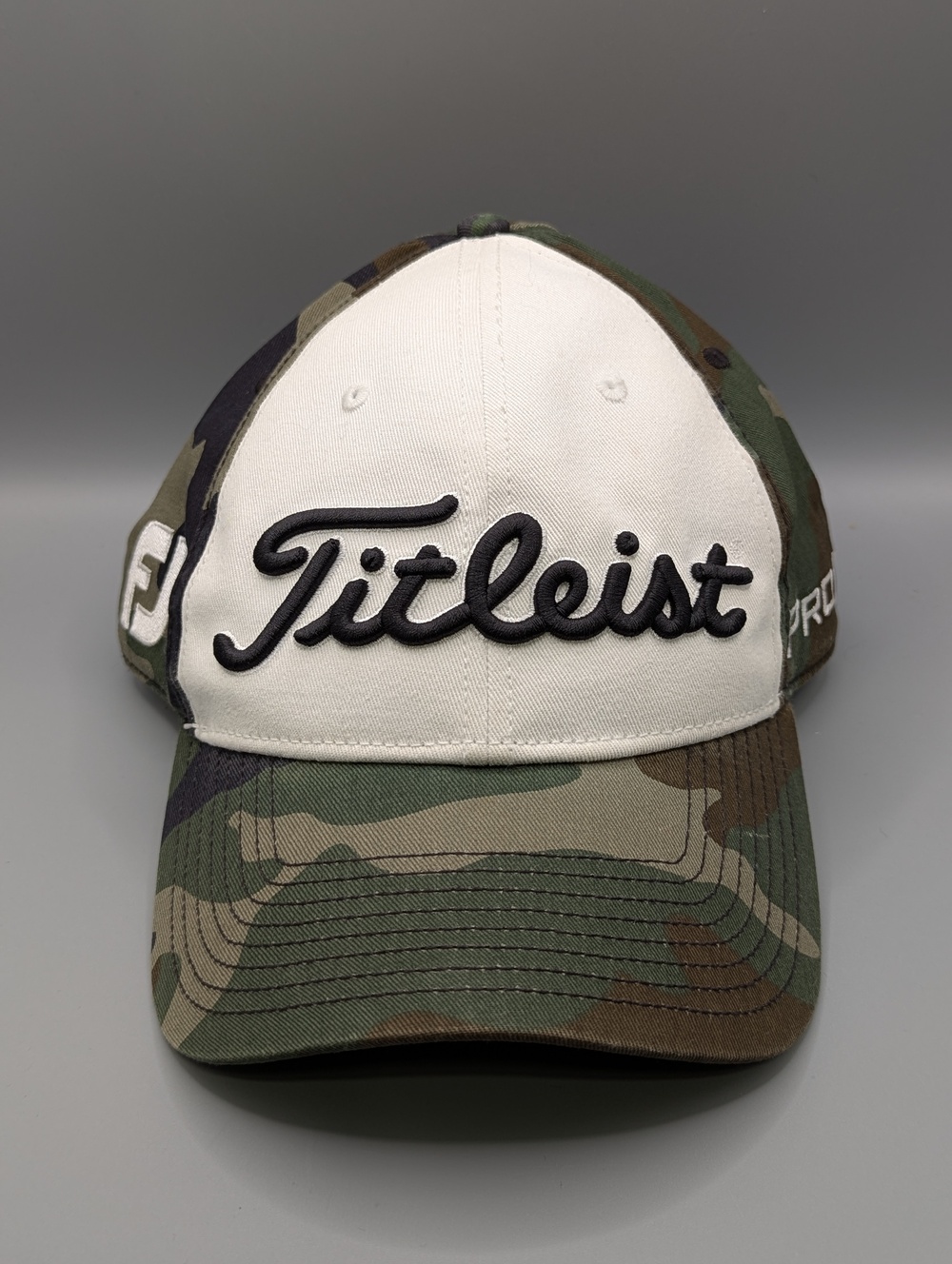 Titleist Hat Camo White Baseball Cap Adjustable Strap Back One Size Pro V1 FJ